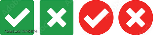 The first two icons are green squares - the left one contains a white checkmark and the right one contains a white X symbol