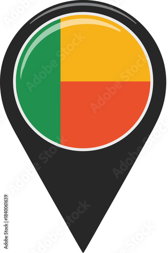 Map pin with Benin flag, national location icon, country identity marker, travel symbol, flat vector illustration Free Download Map pin with Benin flag, national location icon, country identity marker, travel symbol, flat vector illustration - GFXLoad