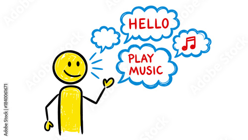 Cartoon businessman character thinking social media concept idea cloud bubble vector illustration