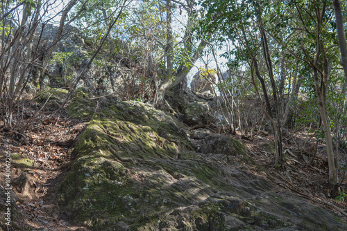 日本：御嶽山（みたけやま）山頂付近の登山道【かなさな神社・御嶽城跡】埼玉県神川町