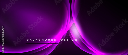 Abstract purple waves create dynamic background. Smooth curves suggest movement, modern design elements present. Elegant, vibrant composition.
