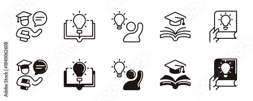 Icons Representing Education, Ideas, and Learning knowledge