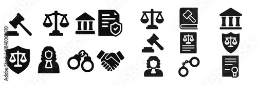 Law and Justice Icons Collection gavel scales of justice