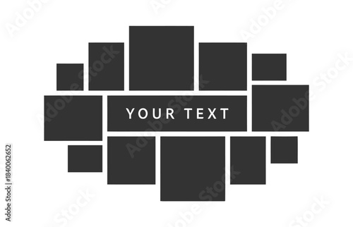 Oval Photo Collage Template with Central Text Placeholder Keywords: collage, template, photo, frame, layout, design, graphic, modern, blank, empty, placeholder, text, banner, oval