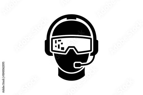 Vr headset gamer virtual reality gaming technology metaverse augmented reality simulation icon