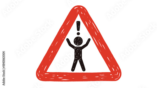 Yellow triangle warning sign symbol for road safety, caution, and hazard on the street