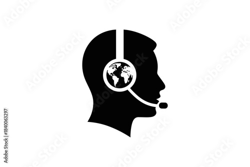 Global support customer service call center help desk assistance online agent vector icon