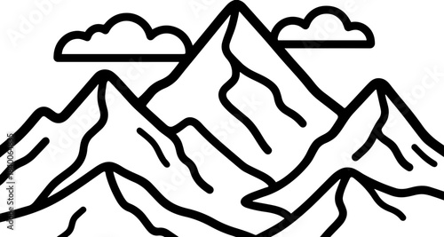 mountain landscape icon and outdoor hiking logo nature view river and mountain 