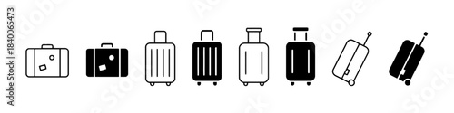 Travel Luggage Icons Set Suitcases and Travel Bags