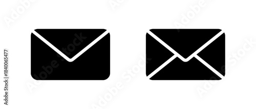 Two Black Silhouette Envelopes on White Background