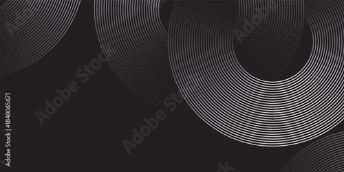 White geometric abstract background overlapping layers on bright space with line effect decoration. Circle style concept modern graphic design element for banner, flyer, card.