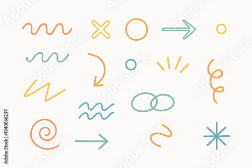 Hand drawn arrows and squiggles board