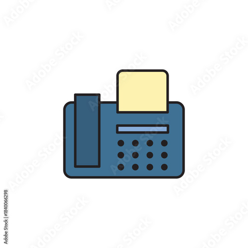 Modern color line fax machine icon showing document transfer, office communication, paperwork handling, and workflow tasks for business, administrative, digital, and technology-related design projects