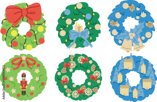 Set of Christmas wreaths