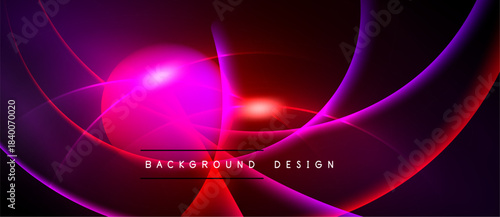 Abstract vibrant design. Swirling shapes, bright pinks, reds create dynamic visual effect. Text reads background design.