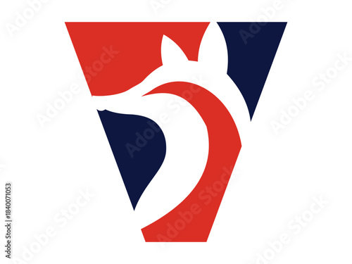 Initial Letter V Fox Icon Vector Illustration