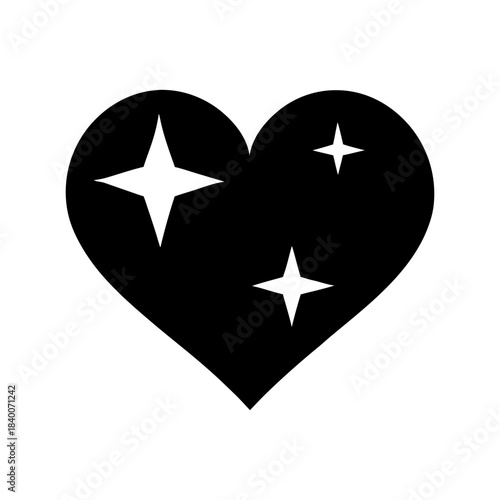 Trendy Heart Symbol with Sparkles and Star Accents.