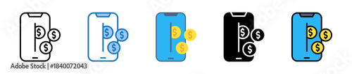 Online Money multiple style icons set design vector illustration. 