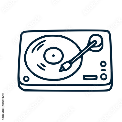 Turntable dj music player icon outline