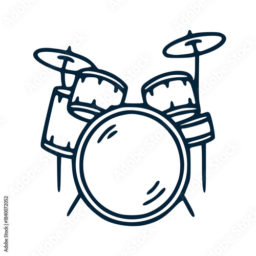 Drum set icon for musical rhythm