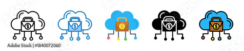 Cloud Business multiple style icons set design vector illustration. 