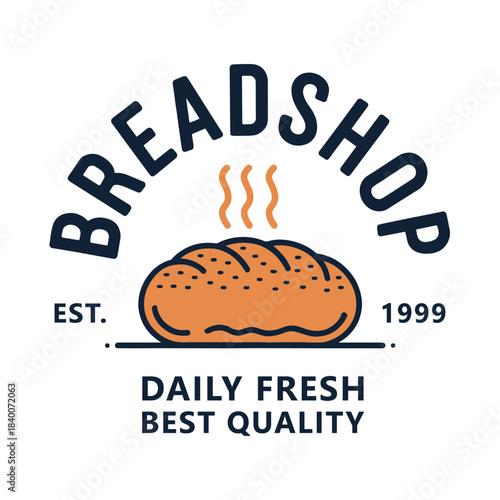 Bakery Logo – Breadshop Emblem with Steam and Vintage Text