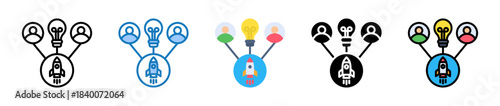 Startup Hub multiple style icons set design vector illustration. 