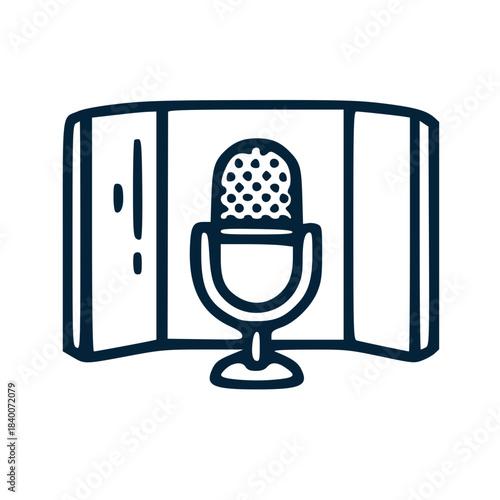 Recording studio microphone booth icon outline