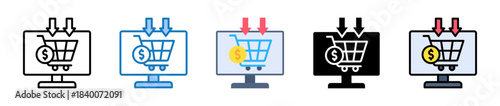 Online Sales multiple style icons set design vector illustration. 