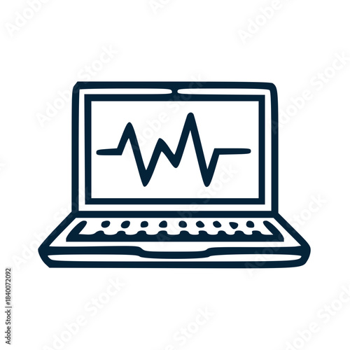 Laptop with audio waveform editing icon