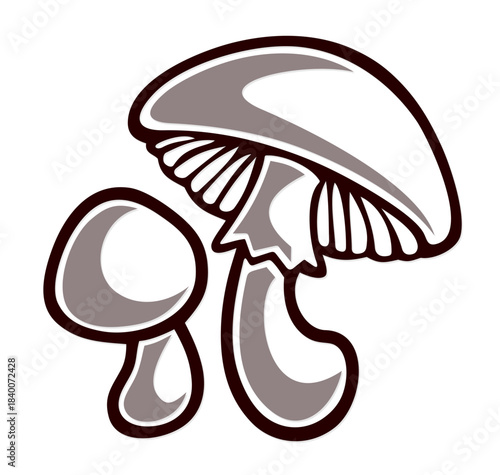 Symbol of stylized forest mushrooms.
