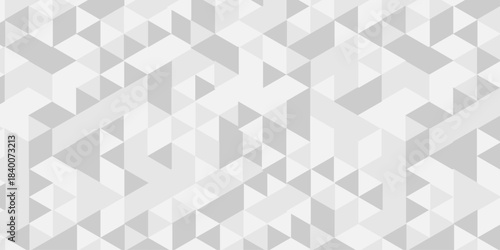 Geometric seamless Polygon mosaic triangle Background. Abstract digital grid light pattern business background. Geometric wall tile and metal diamond cube gray texture.
