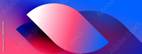 Abstract gradient shapes overlap, creating vibrant blue, pink hues. Modern design, smooth transitions, digital art composition.