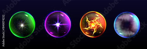 Magic spheres, crystal balls of different colors