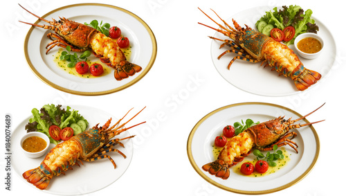 lobster shrimp cooked on a white plate