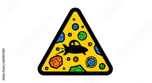 A Creative Space Voyage Adventure: Triangle Emblem Of An Imaginative Spacecraft Exploration