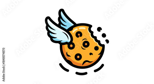 A Delightful Cartoon Cookie with Wings Soaring Into a Delicious Culinary Adventure