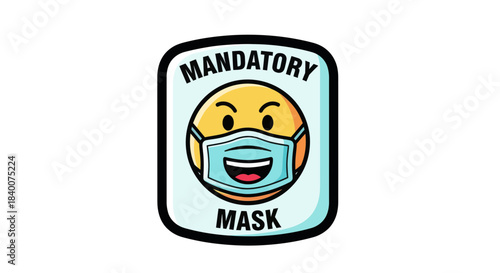 A Smiling Emoji Wearing A Mask That Clearly Communicates Mask Is Mandatory