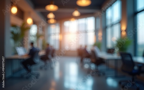 Wallpaper Mural Blurred office interior background with bokeh lights. Abstract and modern corporate workspace for business presentations or virtual meetings. High quality Torontodigital.ca