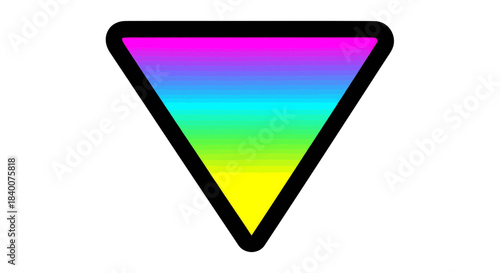 Abstract Colorful Triangle Icon Design with Gradients and Black Outline Illustration