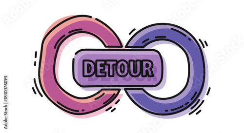Abstract Detour Symbol Representing Deviation, New Paths, Or Unexpected Changes