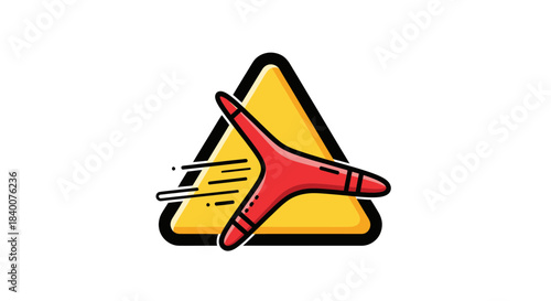 Abstract Geometric Boomerang Symbol Floating Within a Triangular Formation