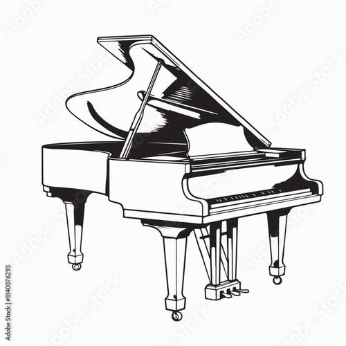 Grand Piano Vector Illustration on white Background