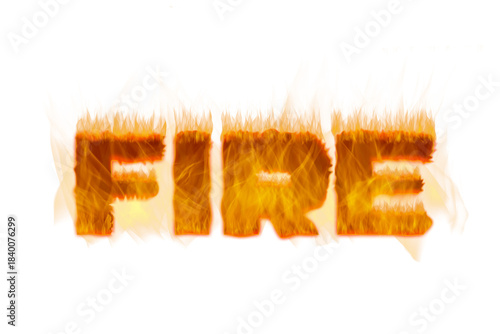 Bold illustration of the word FIRE created with vibrant flames and glowing effects, showcasing dynamic movement and energy, perfect for conveying heat and intensity in design projects