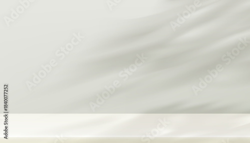 Cloud dancer tone 2026,Background white studio wall with shadow,light for product display, Light grey kitchen room and 3d empty floor,Minimal interior backdrop podium mockup