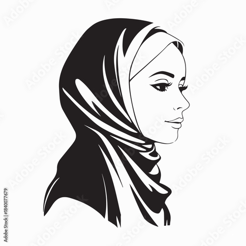 Modern Hijab Style Female Model Vecto on White Background