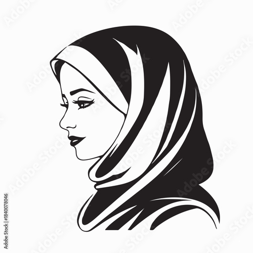 Fashionable Hijab Model Vector Illustration on White Background