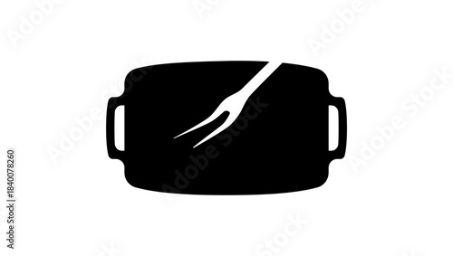 Bbq tray symbol, black isolated silhouette