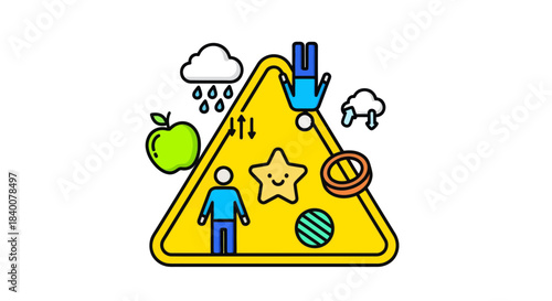 Abstract Geometric Illustration Depicting Life's Emotional Ups And Downs In A Colorful Way