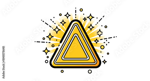 Abstract Geometric Triangle Bursting With Energy And Gleaming Stars Of Joyful Design